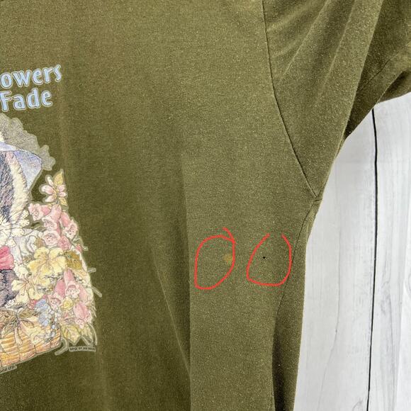 Resource XL American VINTAGE 90s Womens Green Badger Floral Friends Tee Shirt - Picture 9 of 11